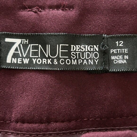7th Avenue Design Studio New York Co Burgundy Stretch Pull on Pants size 12 - Picture 6 of 9
